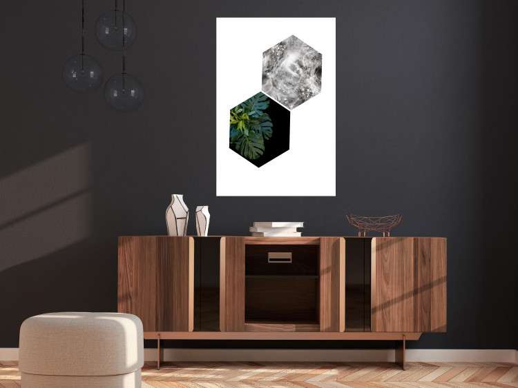 Wall Poster Flowers with Marble - geometric abstraction with a botanical motif 114312 additionalImage 2