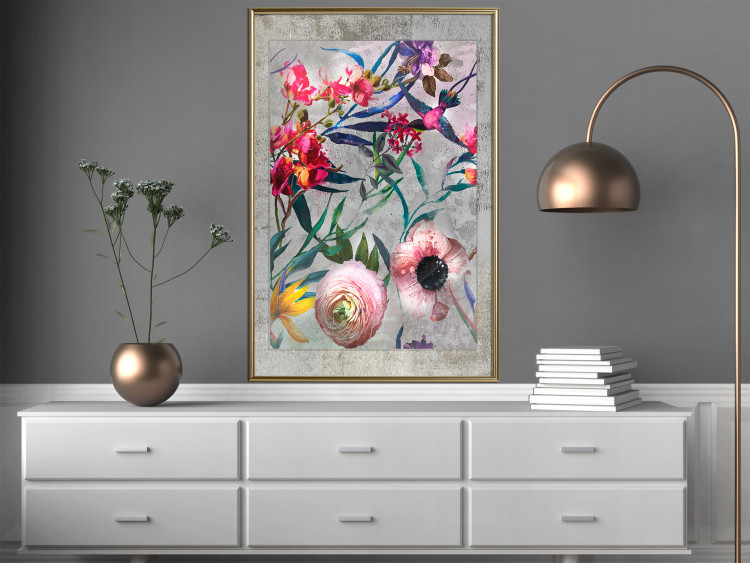 Poster Rustic Flowers - colorful retro composition with a floral motif 116312 additionalImage 5