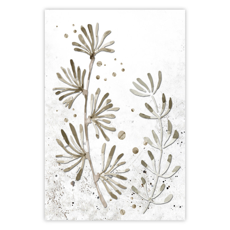 Poster Curved Branches - delicate leaves on a background with muted colors 116412