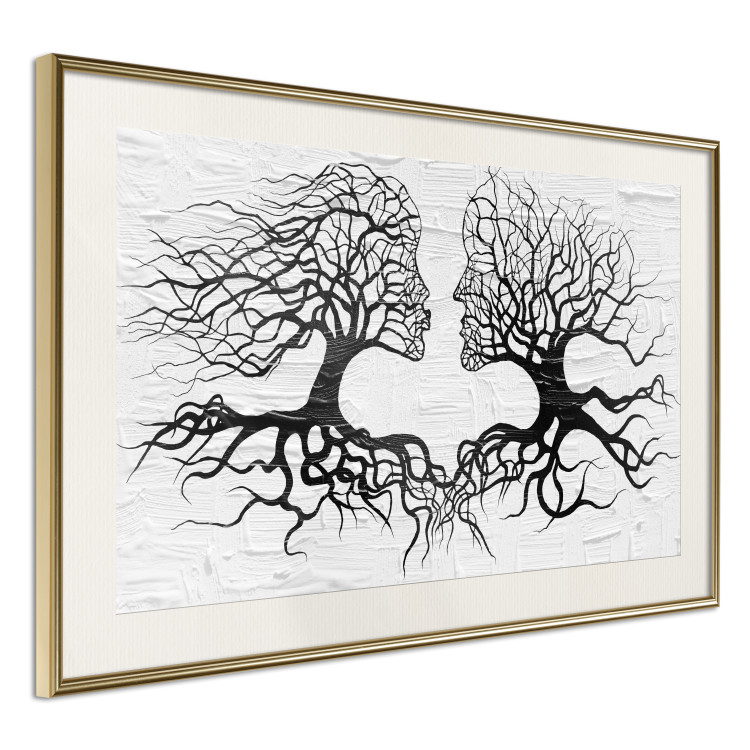 Poster Kiss of the Wind - black and white romantic abstraction with trees 117012 additionalImage 2