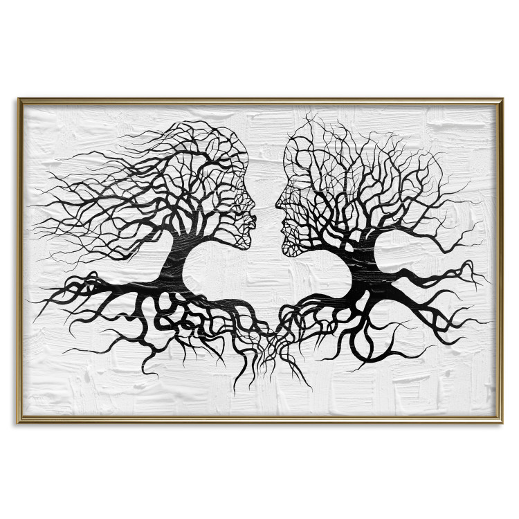 Poster Kiss of the Wind - black and white romantic abstraction with trees 117012 additionalImage 20