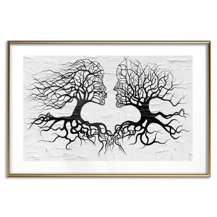 Poster Kiss of the Wind - black and white romantic abstraction with trees 117012 additionalImage 16