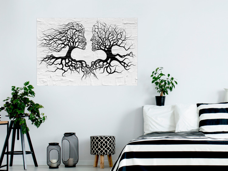 Poster Kiss of the Wind - black and white romantic abstraction with trees 117012 additionalImage 23