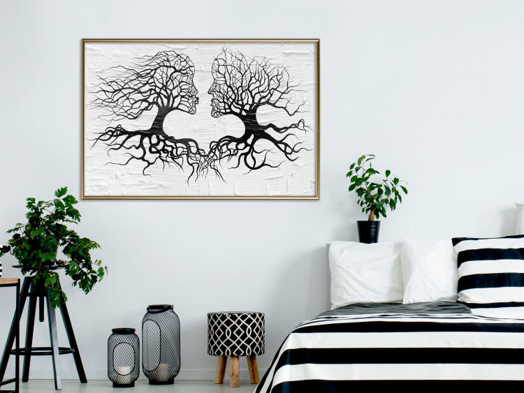 Poster Kiss of the Wind - black and white romantic abstraction with trees 117012 additionalImage 7