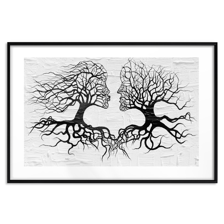 Poster Kiss of the Wind - black and white romantic abstraction with trees 117012 additionalImage 17