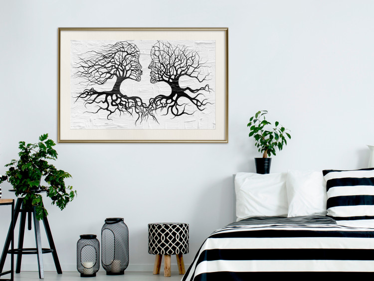 Poster Kiss of the Wind - black and white romantic abstraction with trees 117012 additionalImage 21