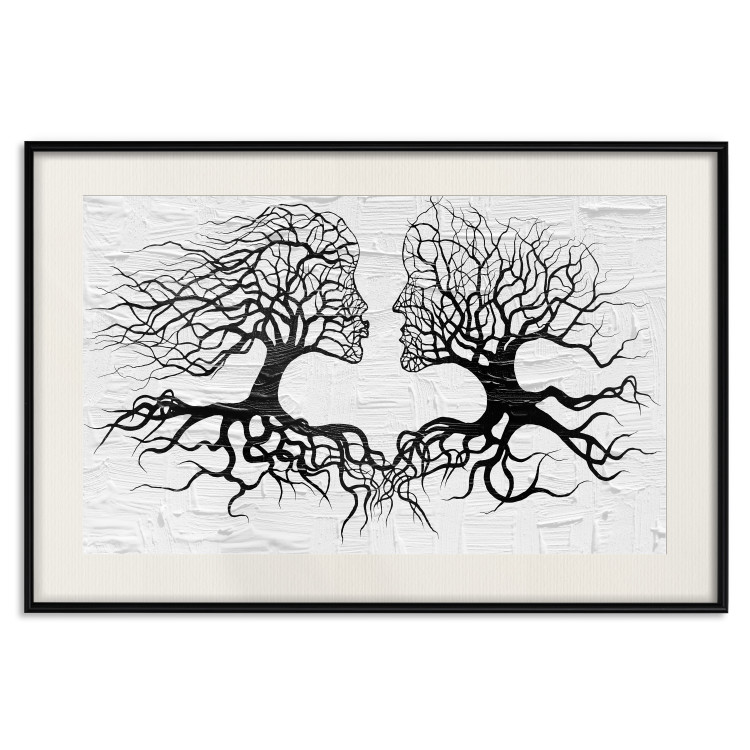 Poster Kiss of the Wind - black and white romantic abstraction with trees 117012 additionalImage 18