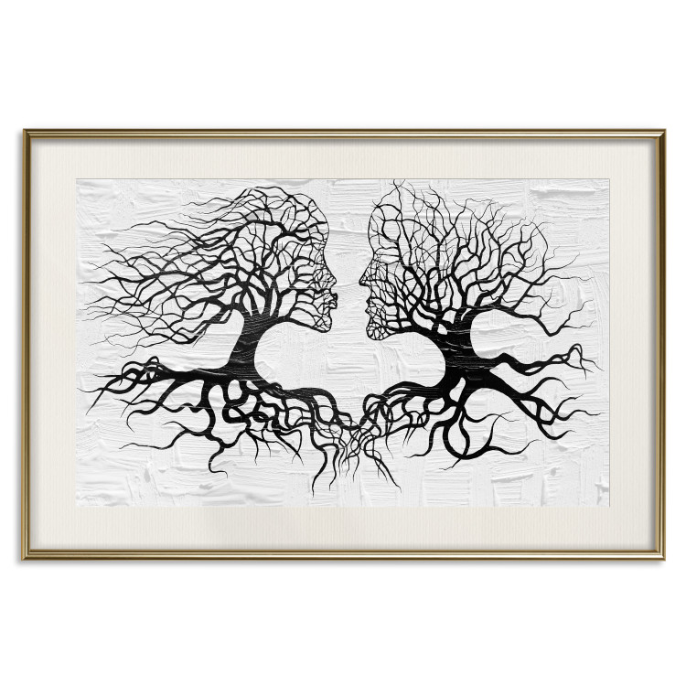 Poster Kiss of the Wind - black and white romantic abstraction with trees 117012 additionalImage 19