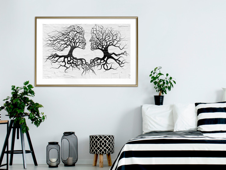 Poster Kiss of the Wind - black and white romantic abstraction with trees 117012 additionalImage 15