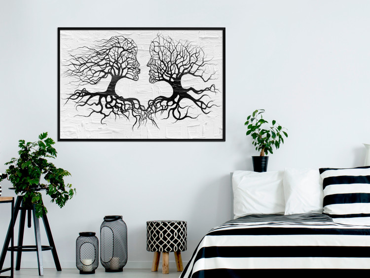 Poster Kiss of the Wind - black and white romantic abstraction with trees 117012 additionalImage 5