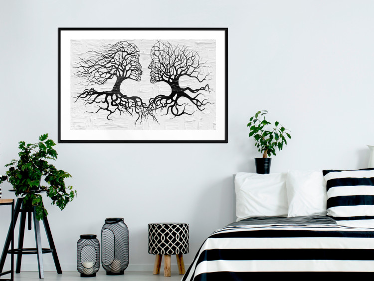 Poster Kiss of the Wind - black and white romantic abstraction with trees 117012 additionalImage 6