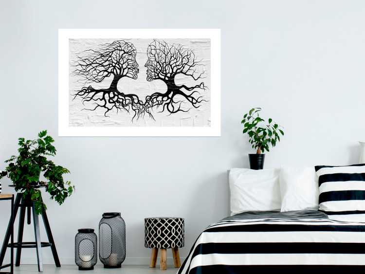 Poster Kiss of the Wind - black and white romantic abstraction with trees 117012 additionalImage 4