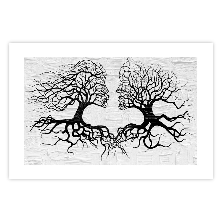 Poster Kiss of the Wind - black and white romantic abstraction with trees 117012 additionalImage 25