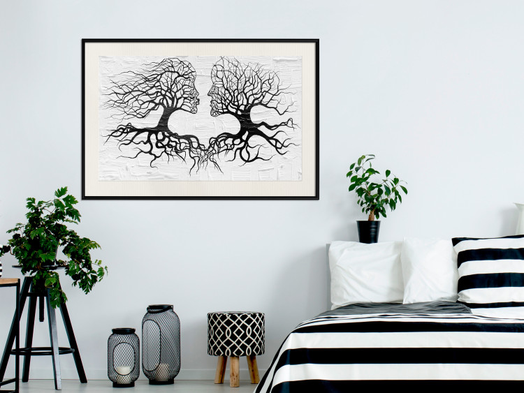 Poster Kiss of the Wind - black and white romantic abstraction with trees 117012 additionalImage 22