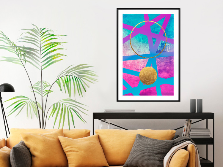 Wall Poster Obstacle Course - colorful geometric abstraction with golden accents 117912 additionalImage 4