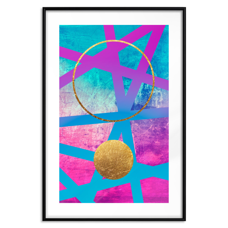 Wall Poster Obstacle Course - colorful geometric abstraction with golden accents 117912 additionalImage 15
