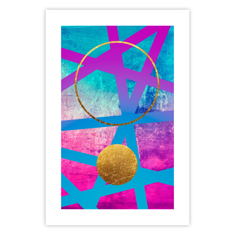 Wall Poster Obstacle Course - colorful geometric abstraction with golden accents 117912 additionalImage 19