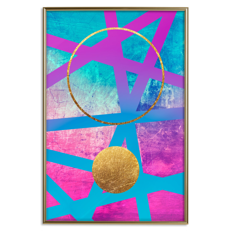Wall Poster Obstacle Course - colorful geometric abstraction with golden accents 117912 additionalImage 16