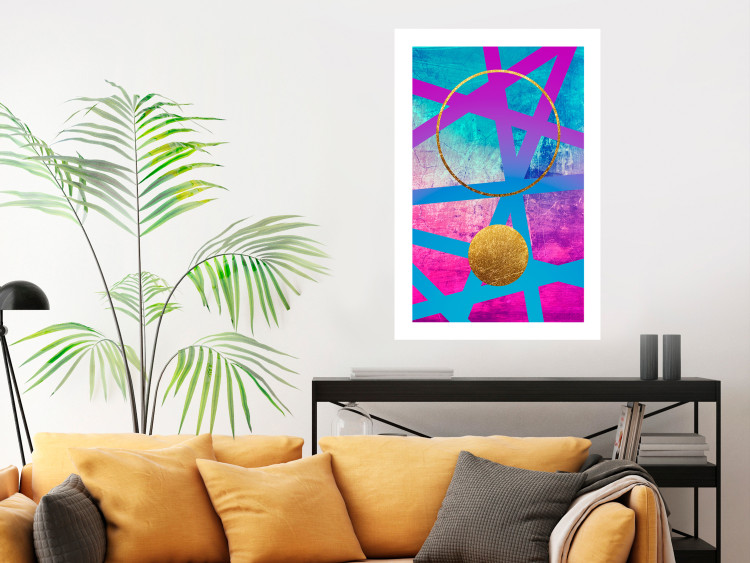 Wall Poster Obstacle Course - colorful geometric abstraction with golden accents 117912 additionalImage 2