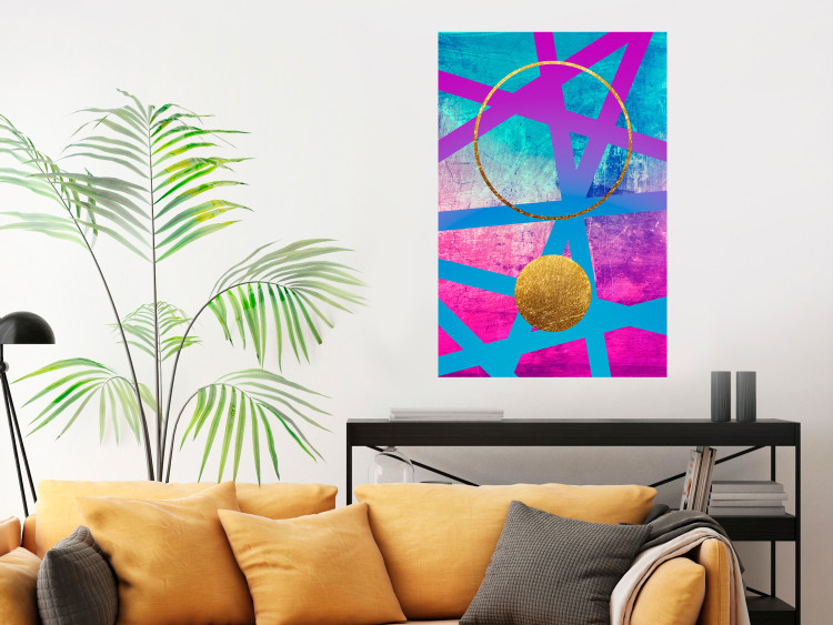 Wall Poster Obstacle Course - colorful geometric abstraction with golden accents 117912 additionalImage 17