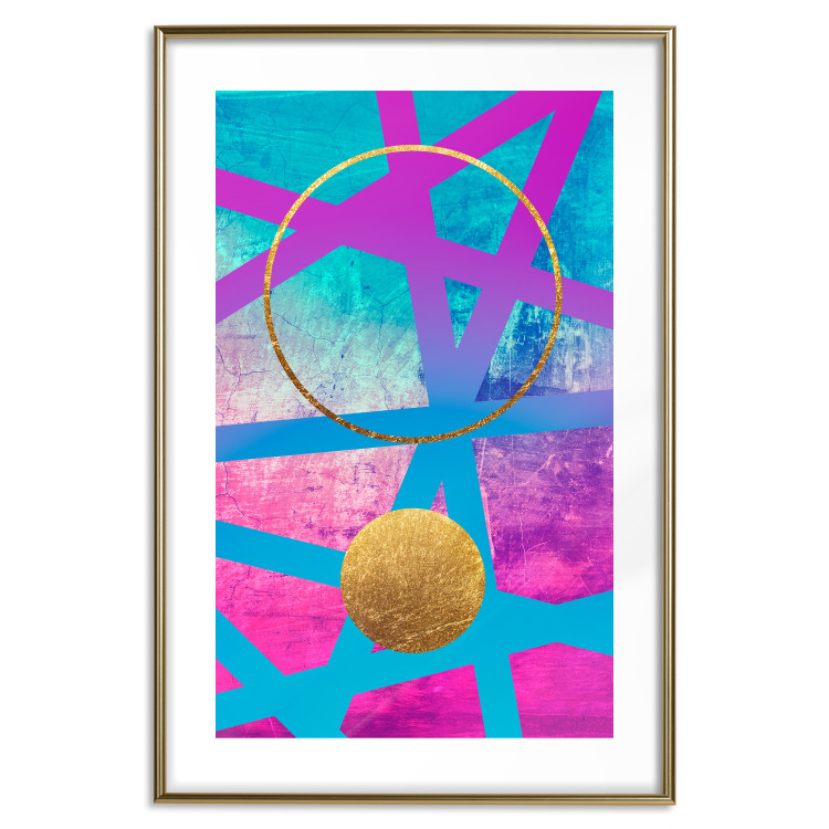 Wall Poster Obstacle Course - colorful geometric abstraction with golden accents 117912 additionalImage 14