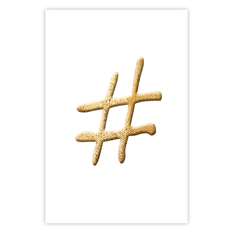 Wall Poster Golden Hashtag - simple composition with a quill symbol on a white background 118312 additionalImage 19
