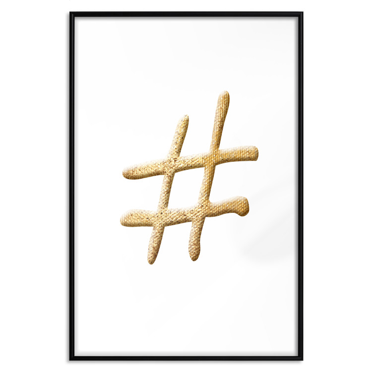 Wall Poster Golden Hashtag - simple composition with a quill symbol on a white background 118312 additionalImage 15