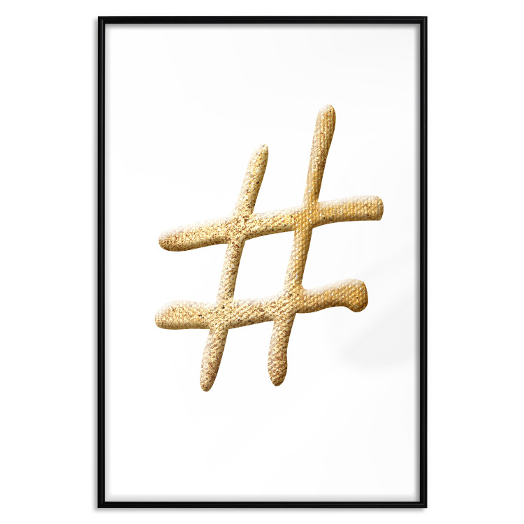 Wall Poster Golden Hashtag - simple composition with a quill symbol on a white background 118312 additionalImage 18