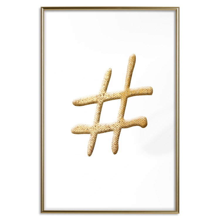 Wall Poster Golden Hashtag - simple composition with a quill symbol on a white background 118312 additionalImage 14
