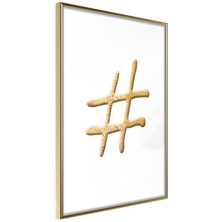 Wall Poster Golden Hashtag - simple composition with a quill symbol on a white background 118312 additionalImage 6