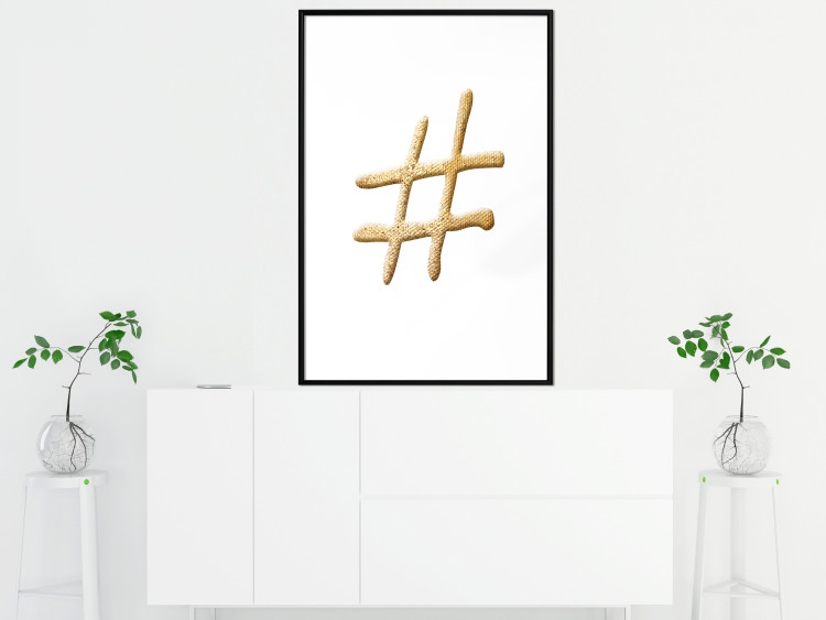 Wall Poster Golden Hashtag - simple composition with a quill symbol on a white background 118312 additionalImage 4