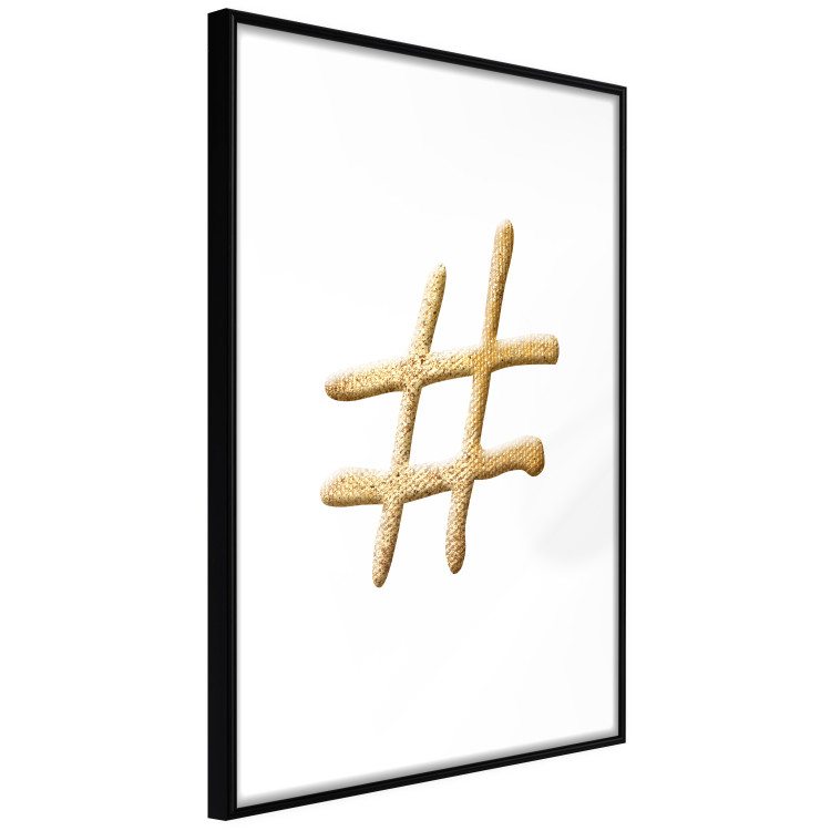 Wall Poster Golden Hashtag - simple composition with a quill symbol on a white background 118312 additionalImage 11