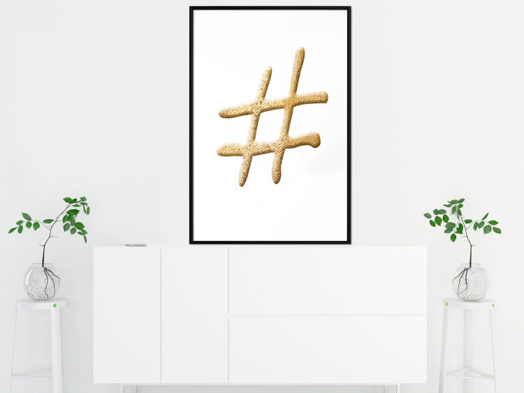 Wall Poster Golden Hashtag - simple composition with a quill symbol on a white background 118312 additionalImage 3