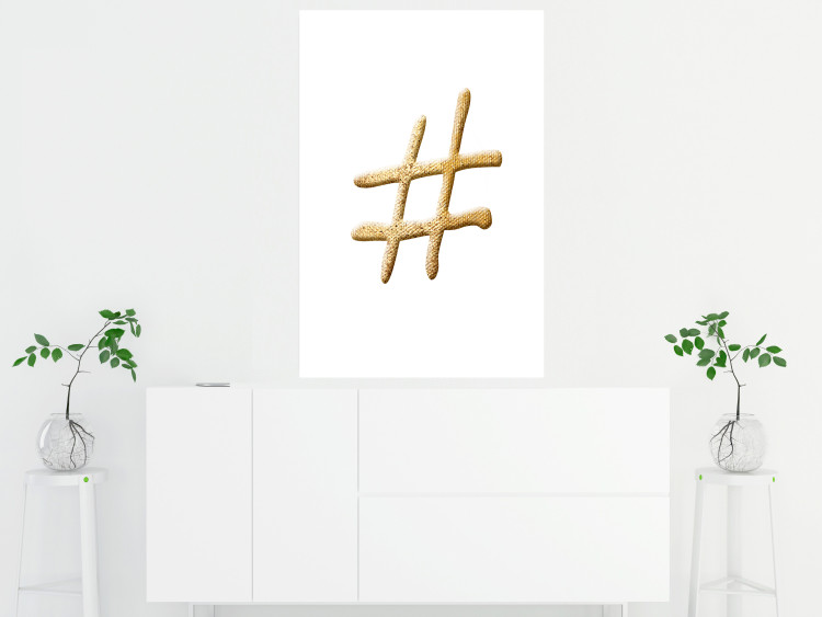 Wall Poster Golden Hashtag - simple composition with a quill symbol on a white background 118312 additionalImage 2