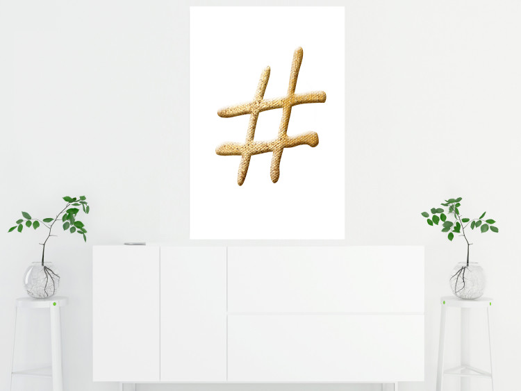 Wall Poster Golden Hashtag - simple composition with a quill symbol on a white background 118312 additionalImage 17
