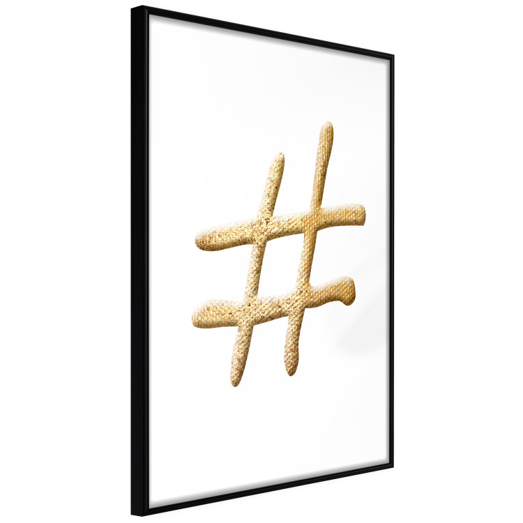 Wall Poster Golden Hashtag - simple composition with a quill symbol on a white background 118312 additionalImage 10