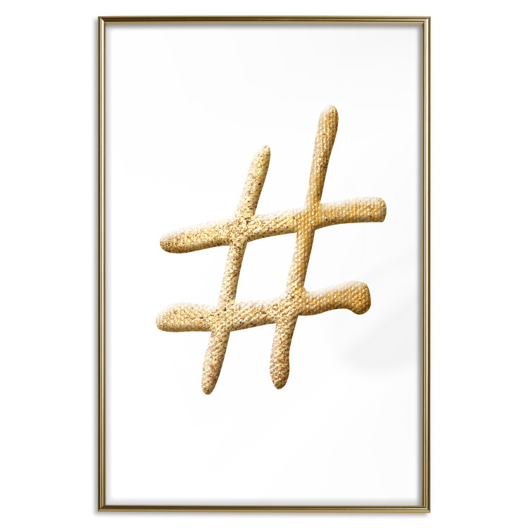 Wall Poster Golden Hashtag - simple composition with a quill symbol on a white background 118312 additionalImage 16