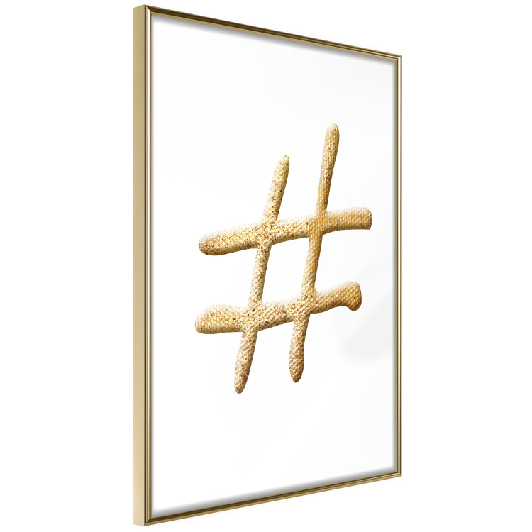 Wall Poster Golden Hashtag - simple composition with a quill symbol on a white background 118312 additionalImage 12