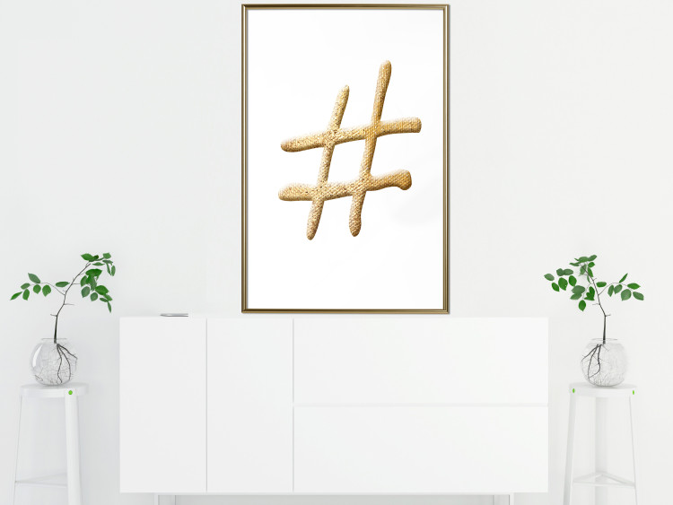 Wall Poster Golden Hashtag - simple composition with a quill symbol on a white background 118312 additionalImage 5