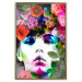 Wall Poster May - gray portrait of a female face surrounded by colorful flowers 122312 additionalThumb 16