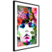 Wall Poster May - gray portrait of a female face surrounded by colorful flowers 122312 additionalThumb 11