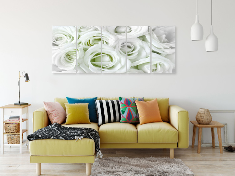 Canvas White rose buds - a composition with flowers and green accents 123212 additionalImage 3