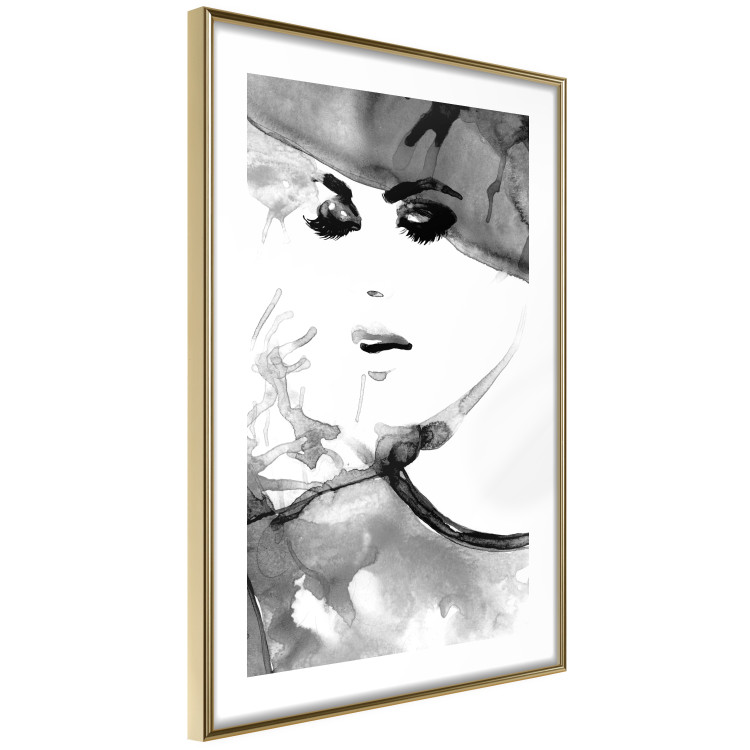 Poster Elegant Infatuation - black and white portrait of a woman in watercolor motif 123412 additionalImage 8
