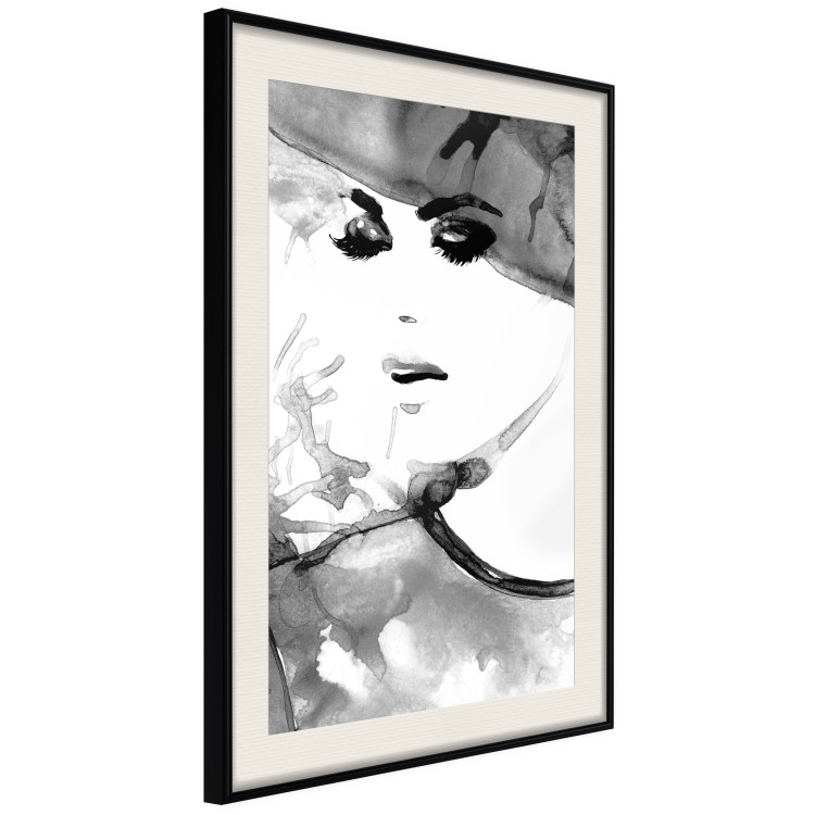 Poster Elegant Infatuation - black and white portrait of a woman in watercolor motif 123412 additionalImage 3
