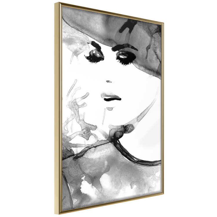 Poster Elegant Infatuation - black and white portrait of a woman in watercolor motif 123412 additionalImage 14