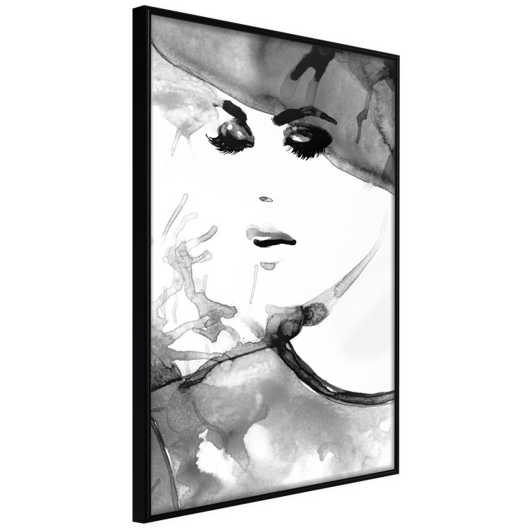 Poster Elegant Infatuation - black and white portrait of a woman in watercolor motif 123412 additionalImage 12