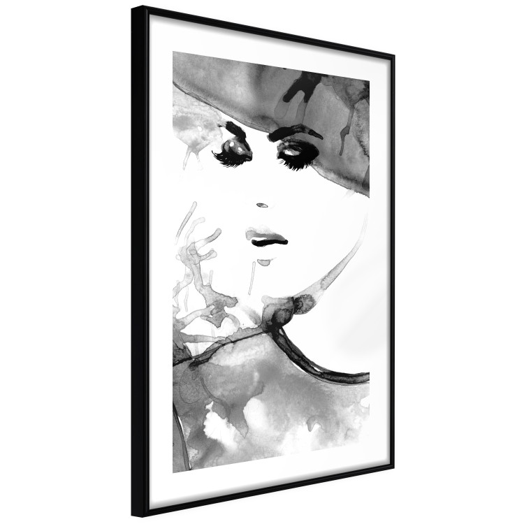 Poster Elegant Infatuation - black and white portrait of a woman in watercolor motif 123412 additionalImage 11