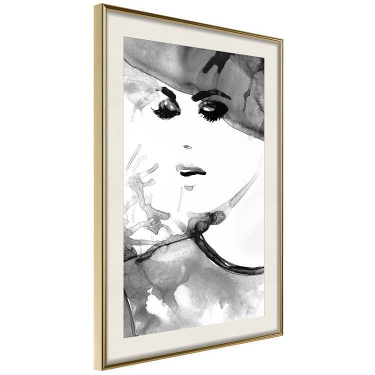 Poster Elegant Infatuation - black and white portrait of a woman in watercolor motif 123412 additionalImage 2