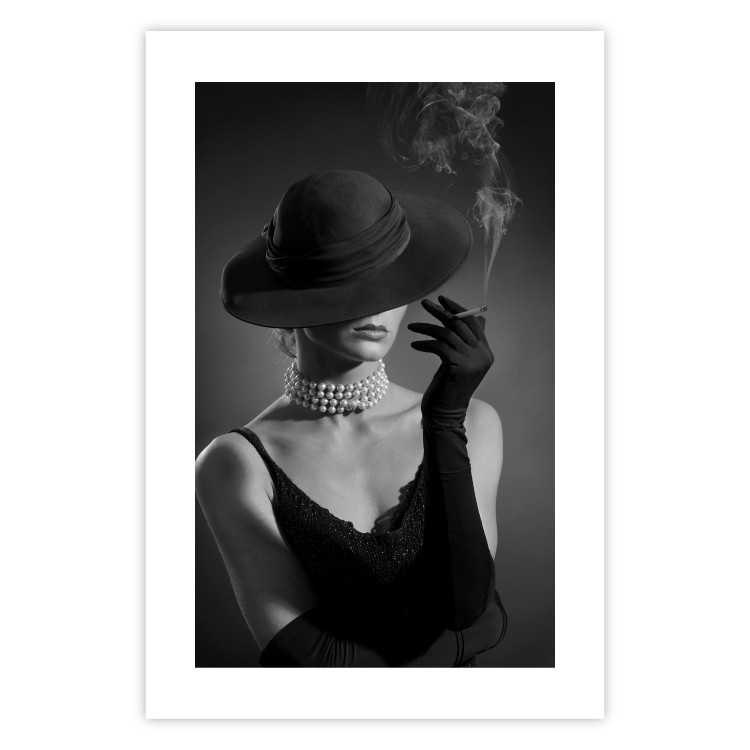Wall Poster Black Elegance - elegant black and white portrait of woman with cigarette 123612 additionalImage 19