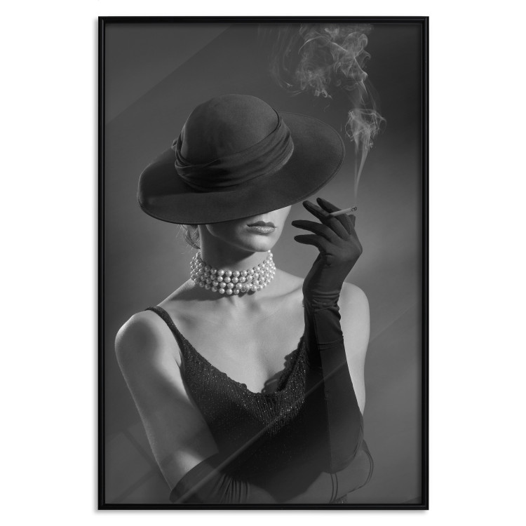 Wall Poster Black Elegance - elegant black and white portrait of woman with cigarette 123612 additionalImage 18